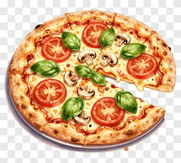 Margherita Pizza With Fresh Ingredients PNG