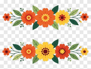 Floral Arrangement With Orange And Yellow Flowers PNG