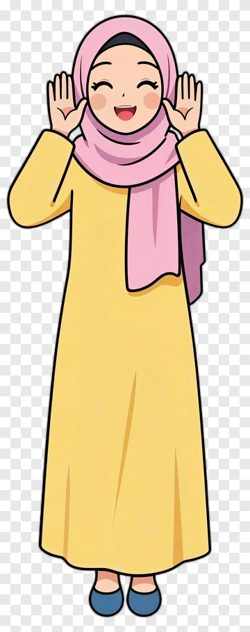 Happy Cartoon Woman Wearing Hijab PNG