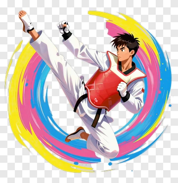Taekwondo Athlete In Mid-Kick PNG