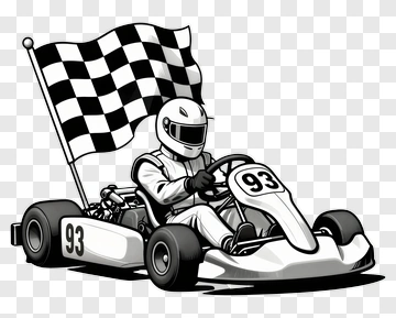 Go Kart Racer With Checkered Flag PNG