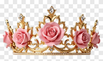 Pink Rose Crown With Gold Accents PNG