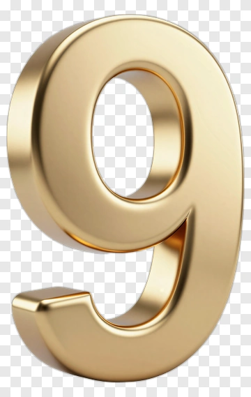 Golden Number Nine PNG