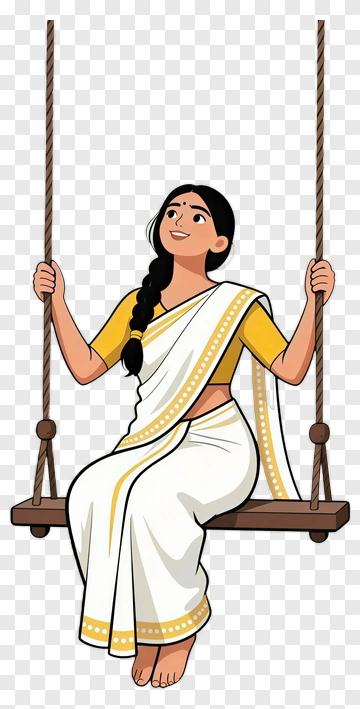 Woman In Sari On Swing PNG