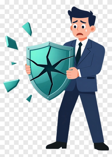 Man Holding Cracked Shield PNG