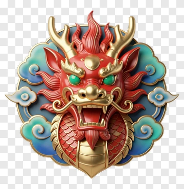 Red Gold Dragon Ornamental Medallion PNG