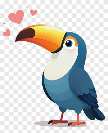 Cute Toucan With Hearts PNG