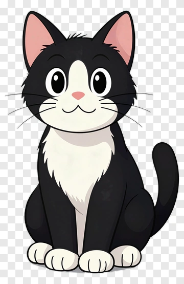 Cute Black And White Cat PNG