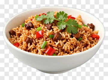 Fried Rice With Meat And Herbs PNG