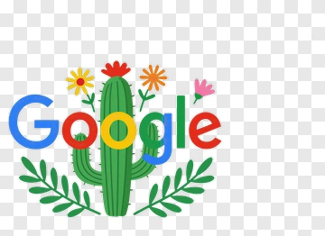Google Doodle With Cactus And Flowers PNG