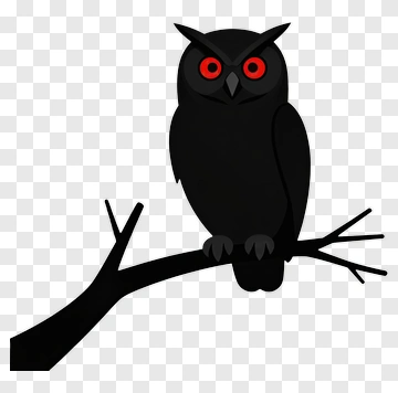 Fierce Black Owl With Red Eyes PNG