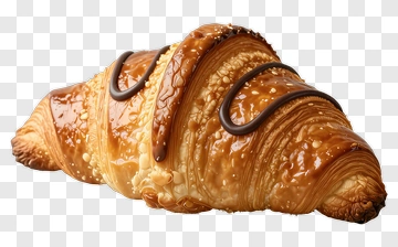 Golden Croissant With Chocolate Drizzle PNG