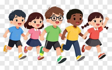 Children Running Hand In Hand PNG