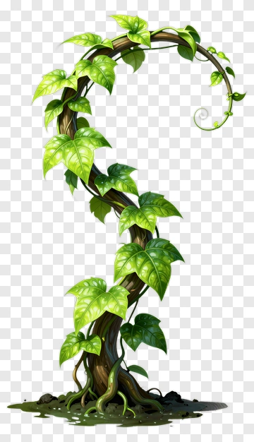 Curved Vine With Lush Green Leaves PNG