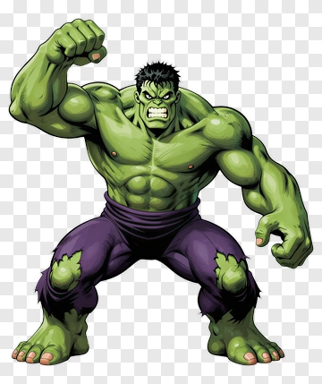 Hulk In A Powerful Stance PNG