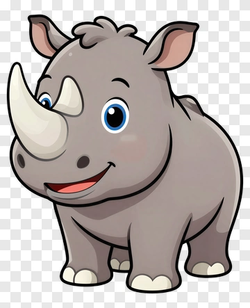 Cute Cartoon Rhino PNG