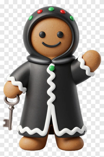 Gingerbread Man Figurine Holding Key PNG