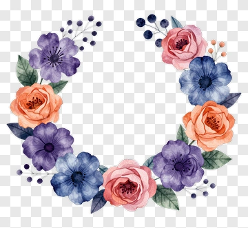 Watercolor Flower Wreath PNG