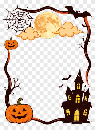 Halloween Frame With Pumpkins And Castle PNG