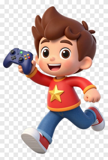Excited Gamer Boy Holding Controller PNG
