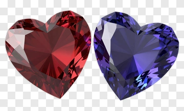 Two Heart-Shaped Gemstones Ruby And Sapphire PNG