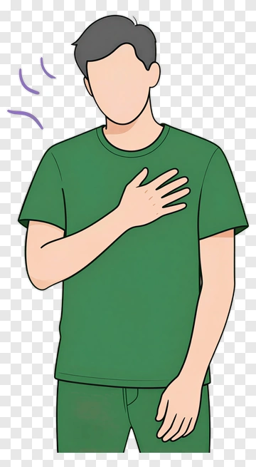 Man Holding Chest In Pain PNG
