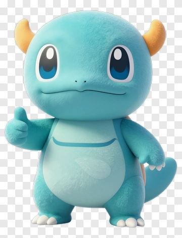 Blue Dragon Character Giving Thumbs Up PNG