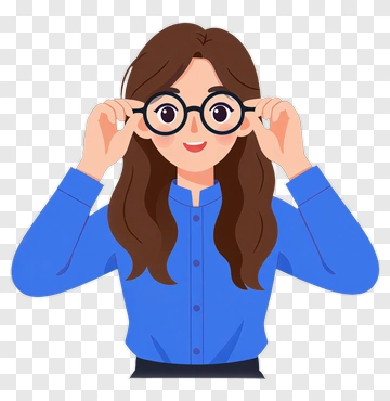 Woman Adjusting Glasses PNG