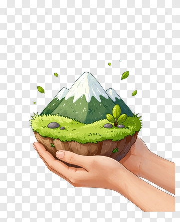 Hands Holding Miniature Mountain Garden PNG