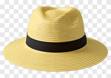 Yellow Straw Fedora Hat PNG