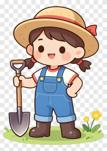 Happy Gardening Girl PNG