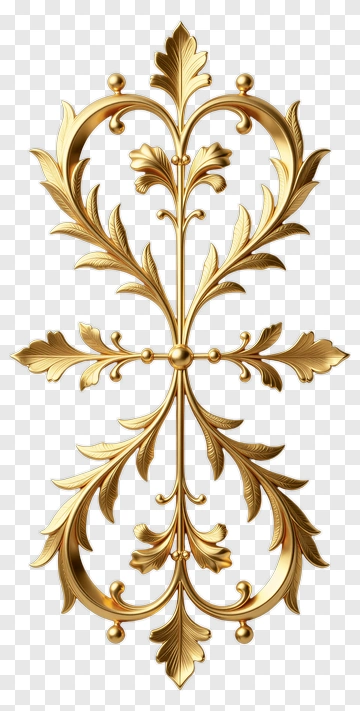Gold Ornament With Leaf Scrollwork PNG