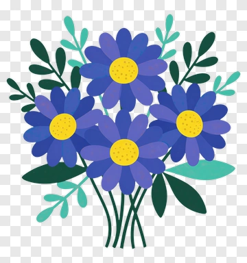 Blue Daisy Flower Bouquet PNG