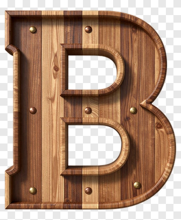 Wooden Letter B With Brass Bolts PNG