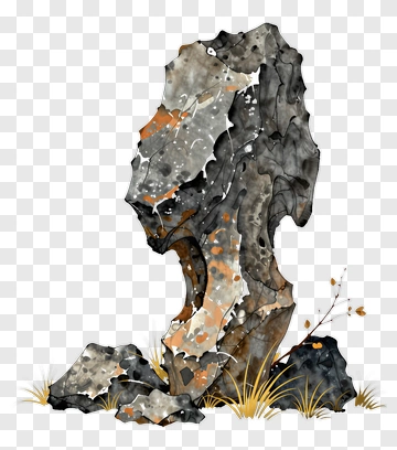 Ancient Stone Formation With Grass PNG