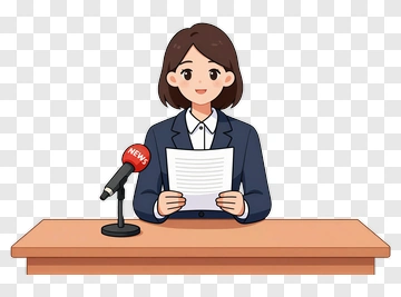 News Anchor Reading Script PNG