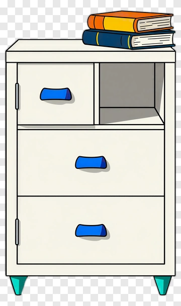 White Drawer Cabinet With Blue Handles PNG