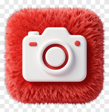 Red Furry Camera Icon PNG