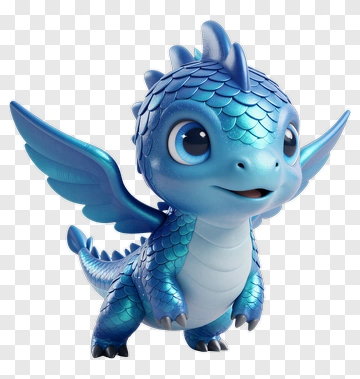 Cute Blue Dragon Character PNG