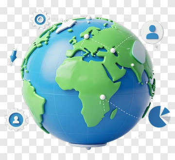 3D Earth Globe With Digital Icons PNG