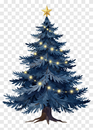 Christmas Tree With Star And Lights PNG