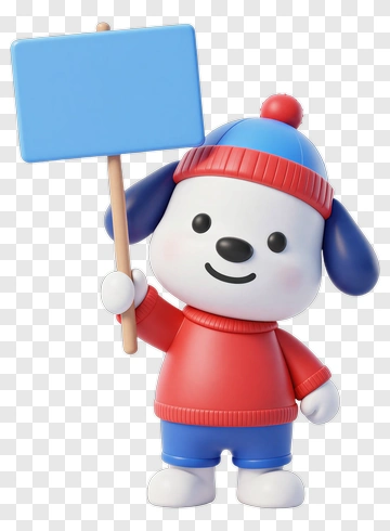 Cartoon Dog Holding Blue Sign PNG