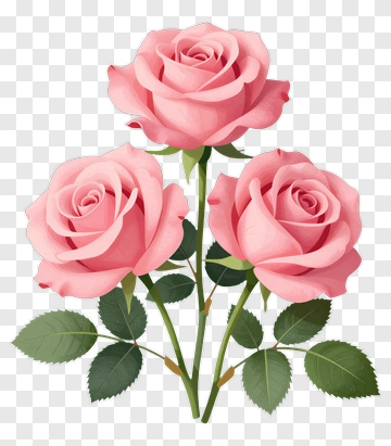 Pink Roses With Green Leaves PNG