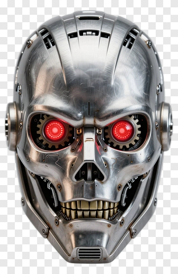 Robot Head With Red Eyes PNG
