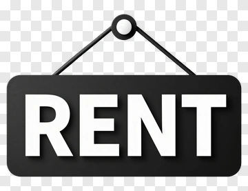 Black Rent Sign With White Lettering PNG