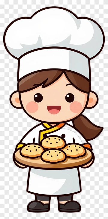 Happy Chef Girl Holding Cookies PNG