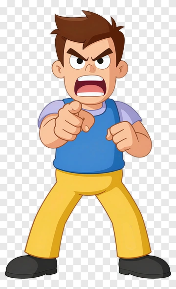 Angry Cartoon Boy Pointing Forward PNG