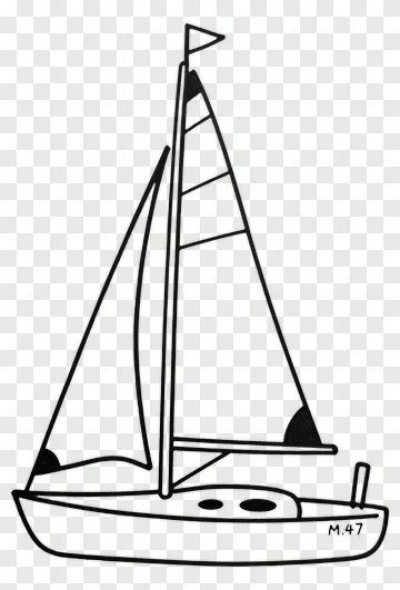 Sailboat With Sail And Flag PNG