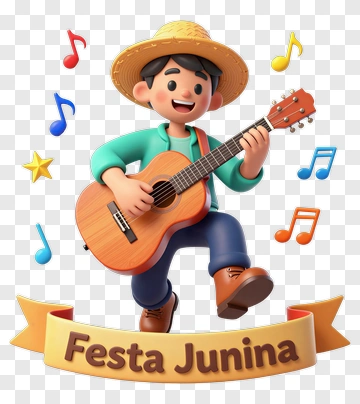 Boy Playing Guitar At Festa Junina PNG