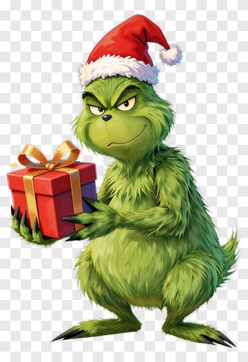 The Grinch Holding A Gift PNG